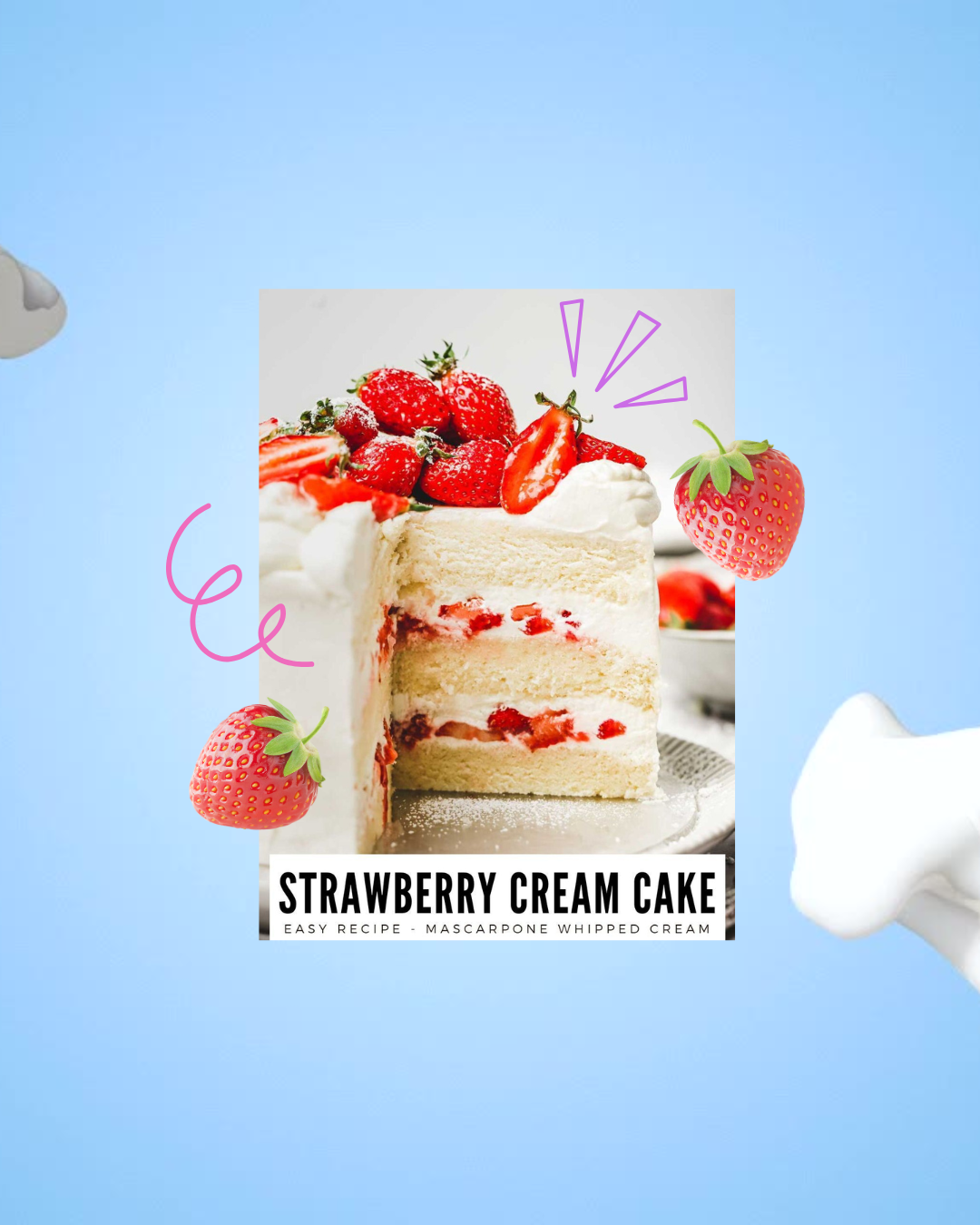 Easy Mascarpone Whipped Cream Strawberry Cake Made with Space Cream Chargers